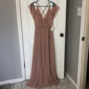 Mauve formal off the shoulder maxi dress